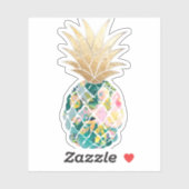 PixDezines Dark Blauwgroen Aloha ananas, Faux Gold Sticker (Vel)