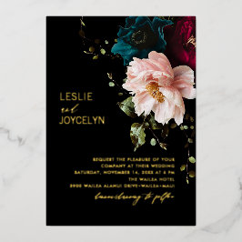 PixDezines Dark Moody Floral Arrangement Folie Uitnodiging
