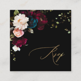 PixDezines Dark Moody Flowers RSVP Encl-kaart Vierkante Visitekaartje