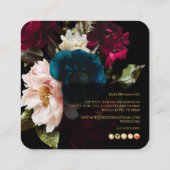 PixDezines Dark Moody Flowers Vierkante Visitekaartje (Achterkant)
