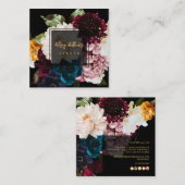 PixDezines Dark Moody Flowers Vierkante Visitekaartje (Voorkant / Achterkant)