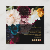 PixDezines Dark Moody Flowers Vierkante Visitekaartje (Achterkant)