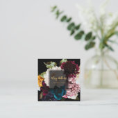 PixDezines Dark Moody Flowers Vierkante Visitekaartje (Staand voorkant)