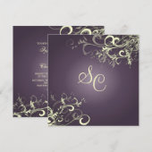 PixDezines Dark Paars Plum Vanilla Swirls Kaart (Voorkant / Achterkant)