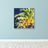 PixDezines Date Palms/Midnight Blue Canvas Afdruk (Insitu (Houten vloer))