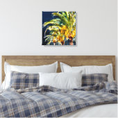 PixDezines Date Palms/Midnight Blue Canvas Afdruk (Insitu (Slaapkamer))