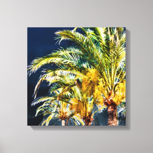 PixDezines Date Palms/Midnight Blue Canvas Afdruk (Voorkant)