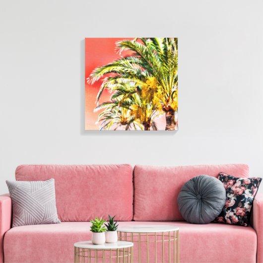PixDezines Date Palms/Sunset Sky Canvas Afdruk (Insitu (Woonkamer))