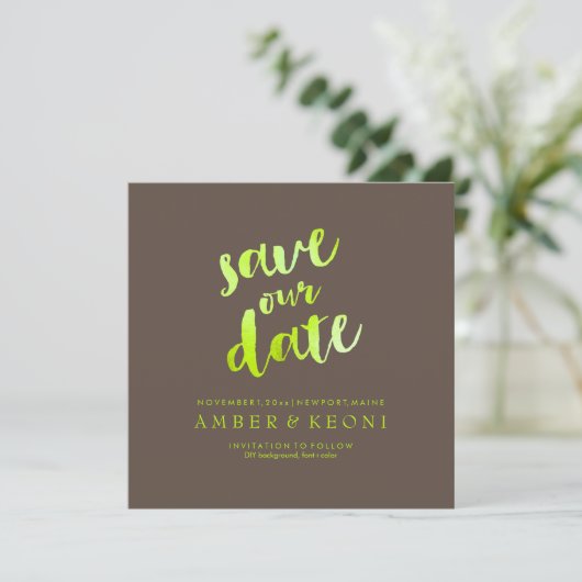 PixDezines datum/lime groen/DIY achtergrond opslaa Save The Date (Staand voorkant)