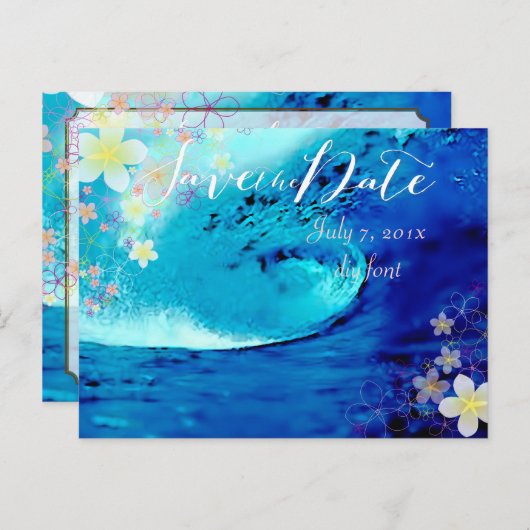 PixDezines/datum opslaan/hula droom/golven Aankondigingskaart (Voorkant / Achterkant)
