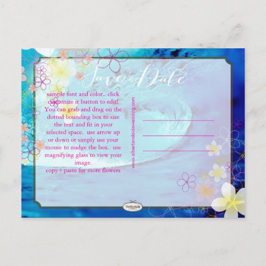 PixDezines/datum opslaan/hula droom/golven Aankondigingskaart (Achterkant)