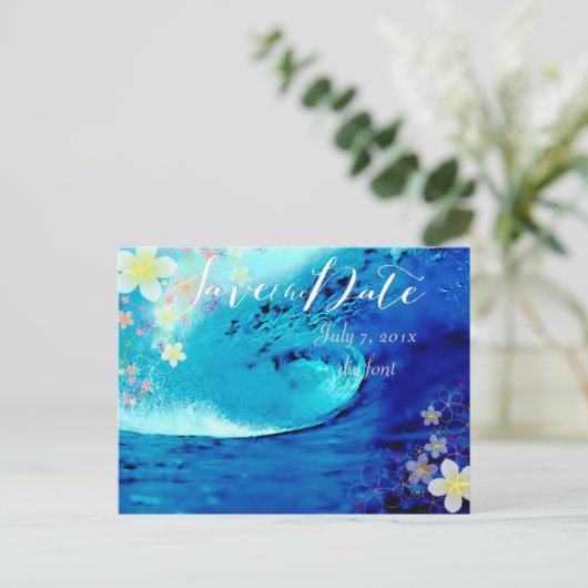 PixDezines/datum opslaan/hula droom/golven Aankondigingskaart (Staand voorkant)