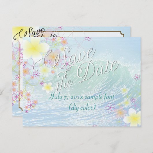 PixDezines/datum opslaan/hula droom/golven Aankondigingskaart (Voorkant / Achterkant)