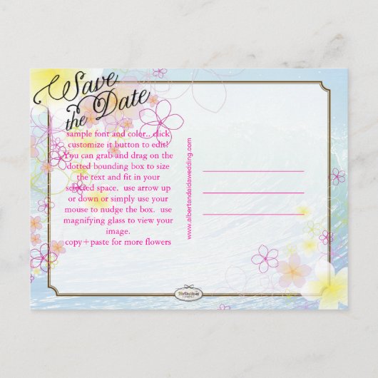 PixDezines/datum opslaan/hula droom/golven Aankondigingskaart (Achterkant)