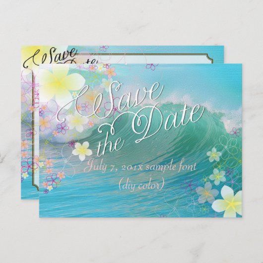 PixDezines/datum opslaan/hula droom/golven Aankondigingskaart (Voorkant / Achterkant)