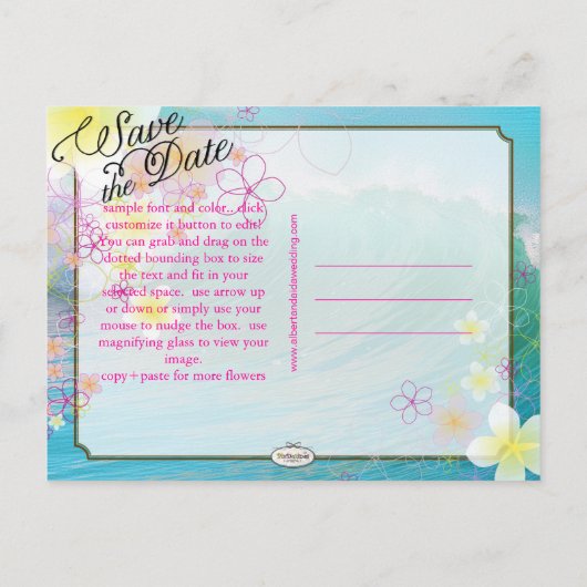 PixDezines/datum opslaan/hula droom/golven Aankondigingskaart (Achterkant)