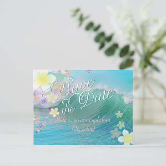 PixDezines/datum opslaan/hula droom/golven Aankondigingskaart (Staand voorkant)