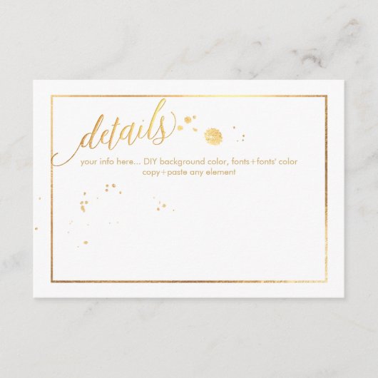 PixDezines Dazzled/Faux Gold-gegevens/behuizing Informatiekaartje (Voorkant)
