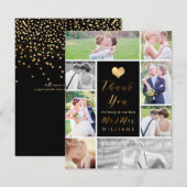 PixDezines Dazzled Faux Gold Heart Dank u Bedankkaart (Voorkant / Achterkant)