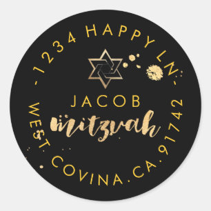 PixDezines dazzled/faux gold/mitzvah return add Ronde Sticker