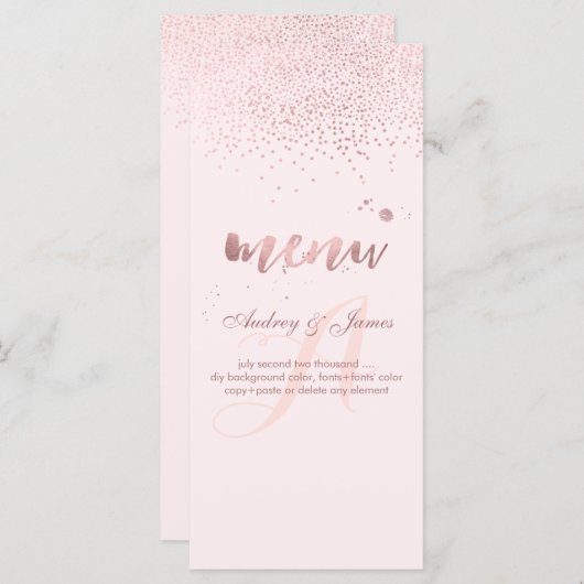 PixDezines Dazzled Faux Roos Gold Menu (Voorkant / Achterkant)