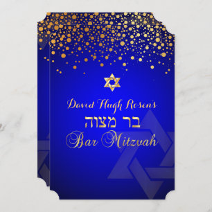 PixDezines dazzled gold/Bar Mitzvah/royal blue Kaart