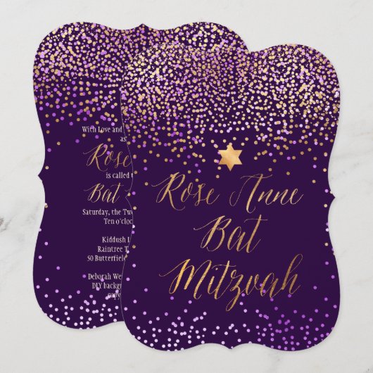 PixDezines Dazzled Gold/Faux Foil/Bat Mitzvah Kaart (Voorkant / Achterkant)