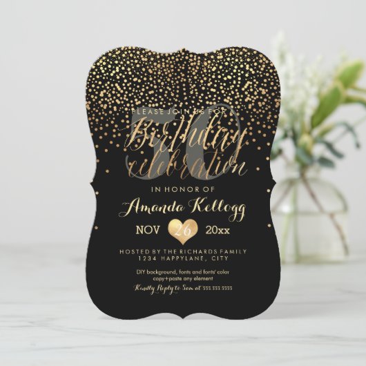PixDezines Dazzled Gold/Faux Foil/Birthday Kaart (Staand voorkant)