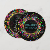 PixDezines Dazzled/Neon Confetti/Bat Mitzvah Kaart (Voorkant / Achterkant)