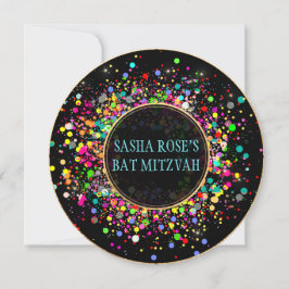 PixDezines Dazzled/Neon Confetti/Bat Mitzvah Kaart