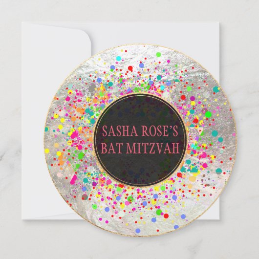 PixDezines Dazzled/Neon Specks/Bat Mitswa Kaart (Voorkant)