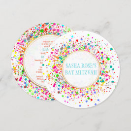 PixDezines Dazzled/Neon Specks/Bat Mitzvah Kaart