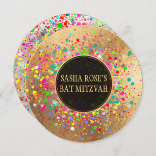 PixDezines Dazzled/Neon Specks/Bat Mitzvah ✡ Kaart