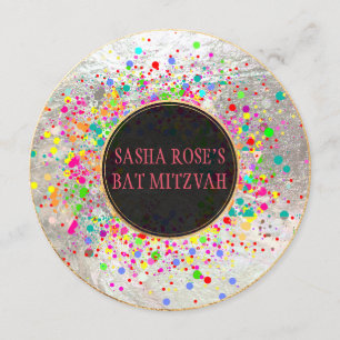 PixDezines Dazzled/Neon Specks/Bat Mitzvah Kaart