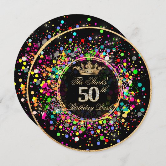 PixDezines Dazzled/Rainbow 50 Verjaardags Bash Kaart (Voorkant / Achterkant)