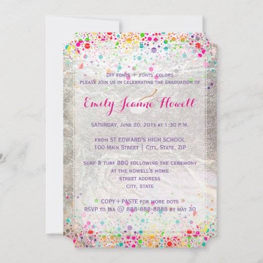 PixDezines Dazzled Rainbow Afstuderen/Confetti Kaart (Achterkant)