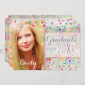 PixDezines Dazzled Rainbow Afstuderen/Confetti Kaart (Voorkant / Achterkant)