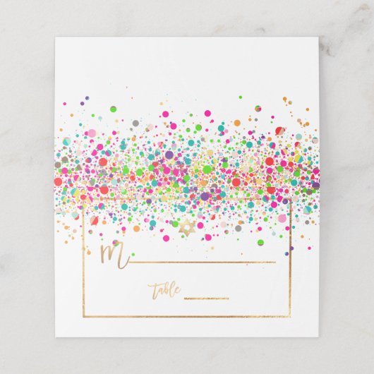 PixDezines Dazzled/Rainbow Confetti/Davidster Plaatskaartje (Buitenkant ongevouwen)