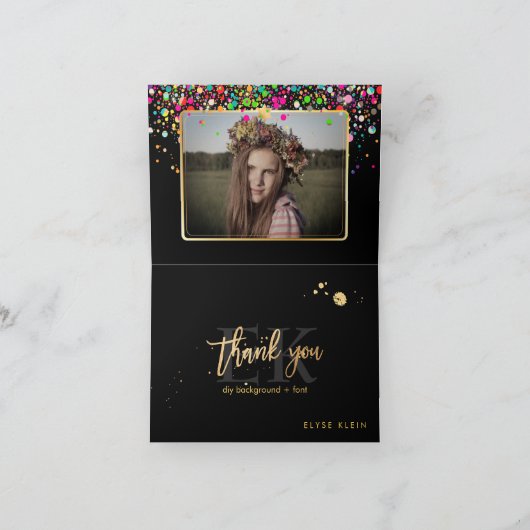 PixDezines Dazzled Rainbow Mitzvah Dank u Bedankkaart (Binnen)