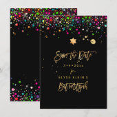 PixDezines Dazzled Rainbow Mitzvah Save the Date (Voorkant / Achterkant)