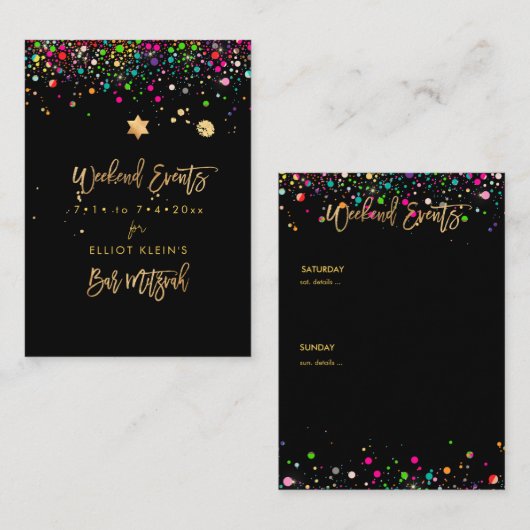 PixDezines Dazzled Rainbow Mitzvah Weekend Events Informatiekaartje (Voorkant / Achterkant)