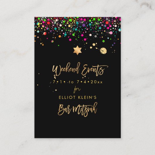 PixDezines Dazzled Rainbow Mitzvah Weekend Events Informatiekaartje (Voorkant)