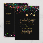 PixDezines Dazzled Rainbow Mitzvah Weekend Events Save The Date (Voorkant / Achterkant)