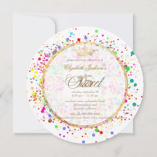 PixDezines Dazzled/Rainbow/Sweet+15 Kaart (Achterkant)