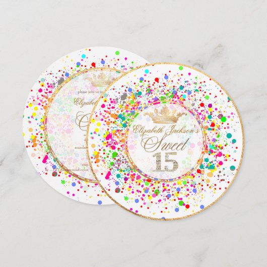 PixDezines Dazzled/Rainbow/Sweet+15 Kaart (Voorkant / Achterkant)