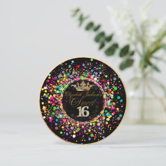 PixDezines Dazzled/Rainbow/Sweet+16 Kaart (Staand voorkant)