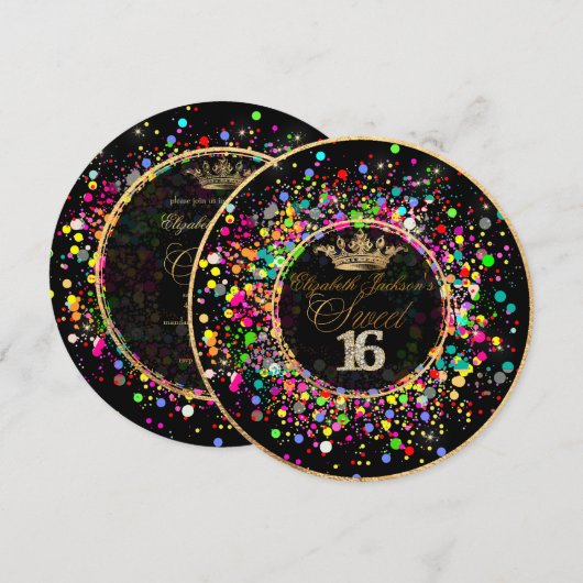 PixDezines Dazzled/Rainbow/Sweet+16 Kaart (Voorkant / Achterkant)