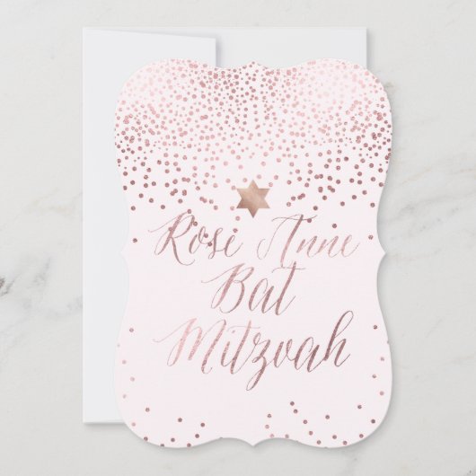 PixDezines Dazzled Roos Gold/Faux Foil/Bat Mitzvah Kaart (Voorkant)