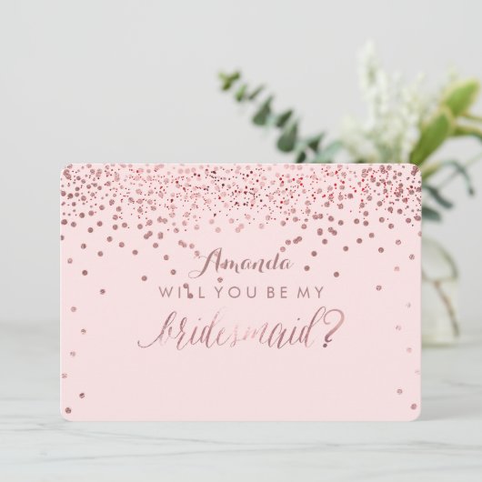 PixDezines Dazzled Roos Gold wil je.. Bridesmaid Kaart (Staand voorkant)