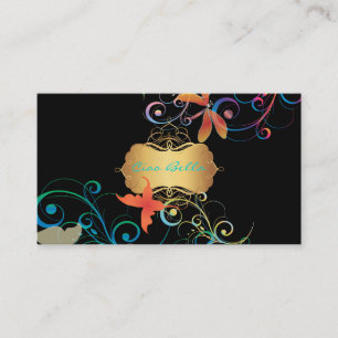 PixDezines Ddragonflies Butterflies Rainbow Swirls Visitekaartje